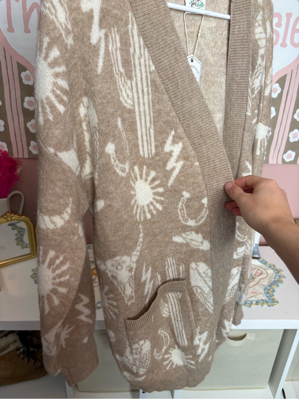 NWT New In Open-Front western Cardigan Sweater - Picture 3 of 4